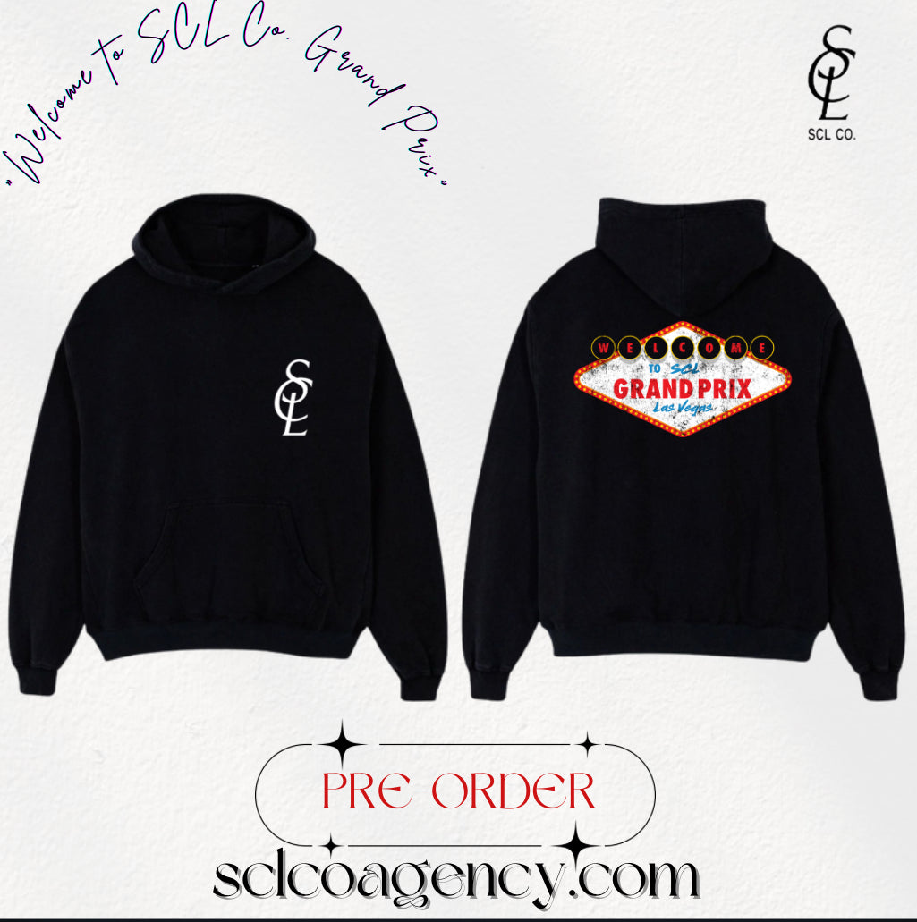 SCL Co. Agency Limited Edition "Welcome to SCL Co. Grand Prix" Hoodie - Black *PRE-ORDER*